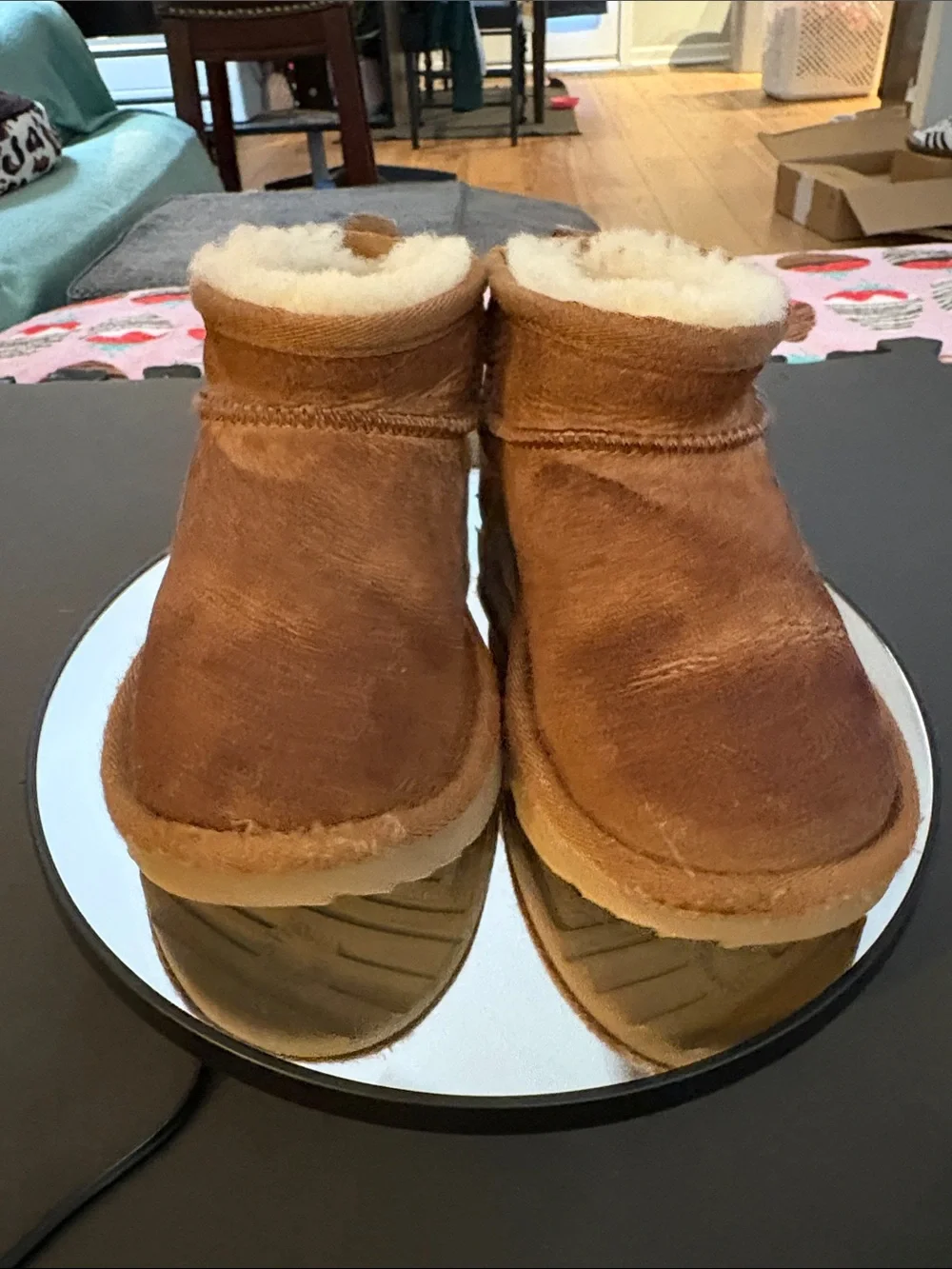 UGG Kids Chestnut Suede Shearling Booties